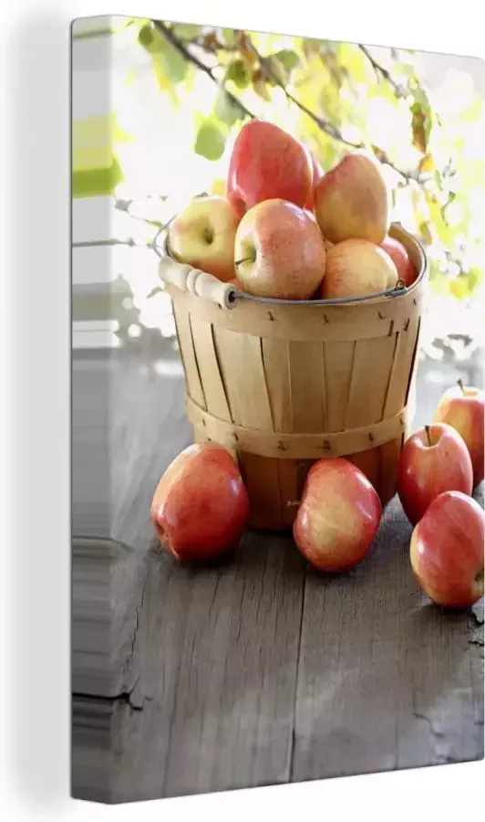 OneMillionCanvasses Canvas Schilderij Appel Fruitmand Tafel 80x120 cm Wanddecoratie