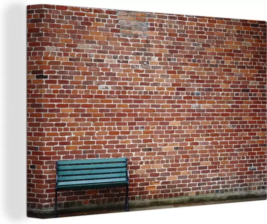 OneMillionCanvasses Canvas Schilderij Baksteen Bank Groen 30x20 cm Wanddecoratie