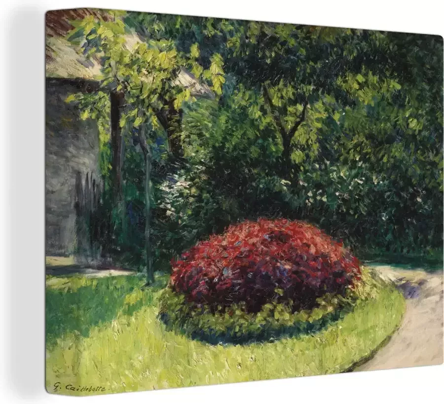 Canvas schilderij 120x90 cm Wanddecoratie Bed met bloemen in een tuin in Petit-Gennevilliers Schilderij van Gustave Caillebotte Muurdecoratie woonkamer Slaapkamer decoratie Kamer accessoires Schilderijen op canvas