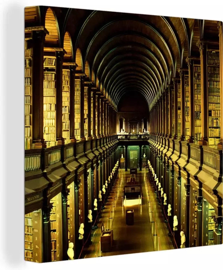 OneMillionCanvasses Canvas Schilderij Bibliotheek van het Trinity College in Ierland 90x90 cm Wanddecoratie