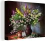 OneMillionCanvasses Canvas Schilderij Bloemen Tafel Stilleven Boeket Vaas 120x90 cm Wanddecoratie - Thumbnail 1