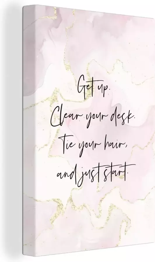 OneMillionCanvasses Canvas Schilderij Bureau Student Motivatie Quotes Marmer 60x90 cm Wanddecoratie