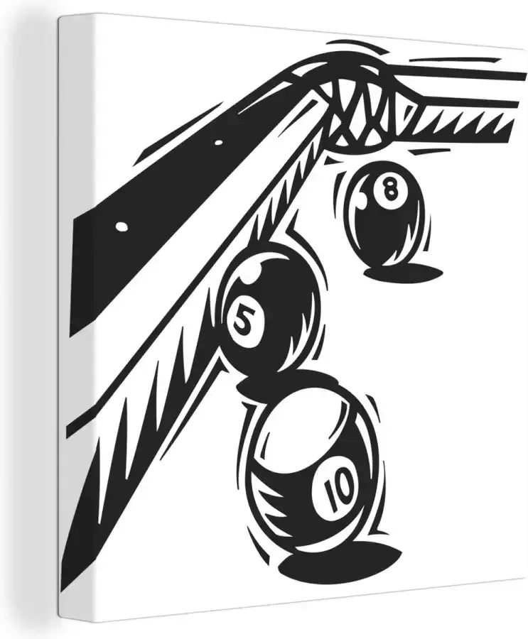 OneMillionCanvasses Canvas Schilderij Een illustratie van drie ballen op de pool tafel 50x50 cm Wanddecoratie