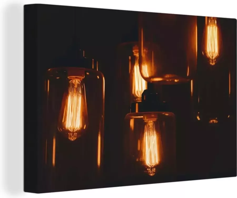 OneMillionCanvasses Canvas Schilderij Goud Lamp Licht 120x80 cm Wanddecoratie