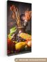 OneMillionCanvasses Canvas Schilderij Groente Fruit Rustiek Tafel 40x80 cm Wanddecoratie - Thumbnail 2