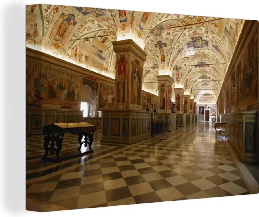 OneMillionCanvasses Canvas Schilderij Hal van de bibliotheek in het Vaticaanse museum 120x80 cm Wanddecoratie