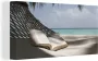 OneMillionCanvasses Canvas Schilderij Hangmat Boek Strand 40x20 cm Wanddecoratie - Thumbnail 1