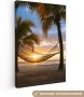 OneMillionCanvasses Canvas Schilderij Hangmat op het Caribische strand 20x30 cm Wanddecoratie - Thumbnail 2