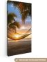 OneMillionCanvasses Canvas Schilderij Hangmat op het Caribische strand 20x40 cm Wanddecoratie - Thumbnail 2