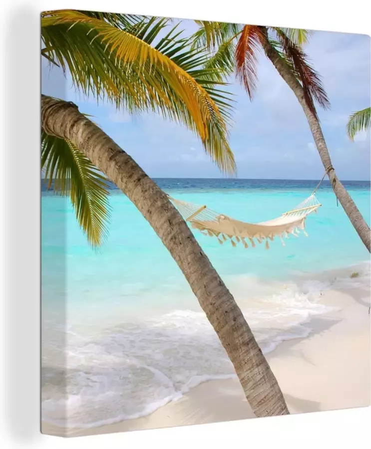 OneMillionCanvasses Canvas Schilderij Hangmat Zee Strand 90x90 cm Wanddecoratie