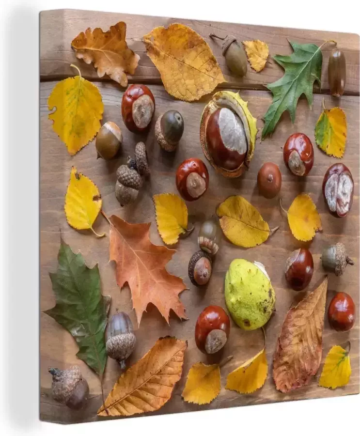 OneMillionCanvasses Canvas schilderij 160x120 cm Wanddecoratie Herfst Tafel Natuur Muurdecoratie woonkamer Slaapkamer decoratie Kamer accessoires Schilderijen