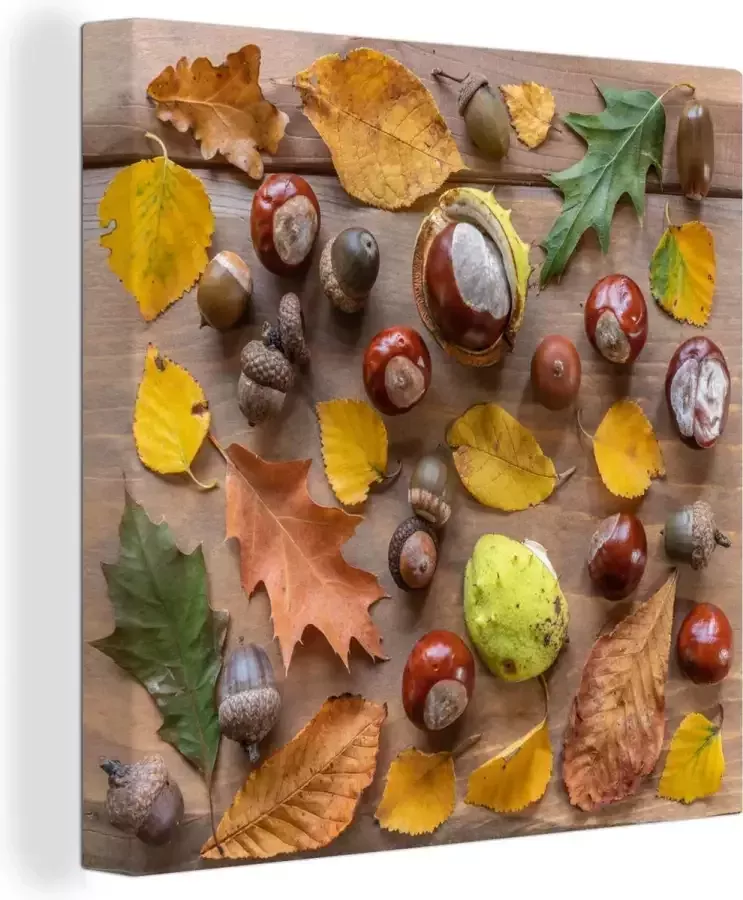 OneMillionCanvasses Canvas Schilderij Herfst Tafel Natuur 40x30 cm Wanddecoratie