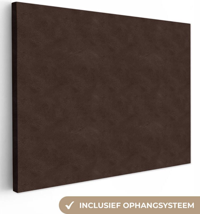 OneMillionCanvasses Canvas Schilderij Leer Bruin Dierenhuid 40x30 cm Wanddecoratie - Foto 1