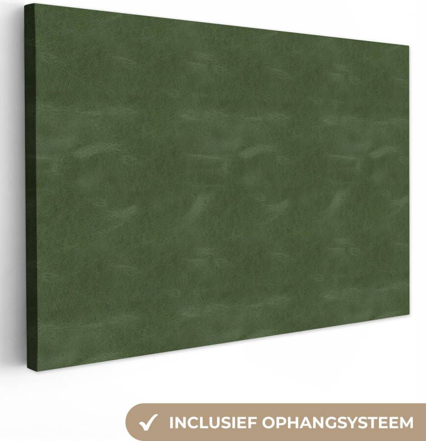 OneMillionCanvasses Canvas Schilderij Leer Groen Dierenhuid 180x120 cm Wanddecoratie XXL