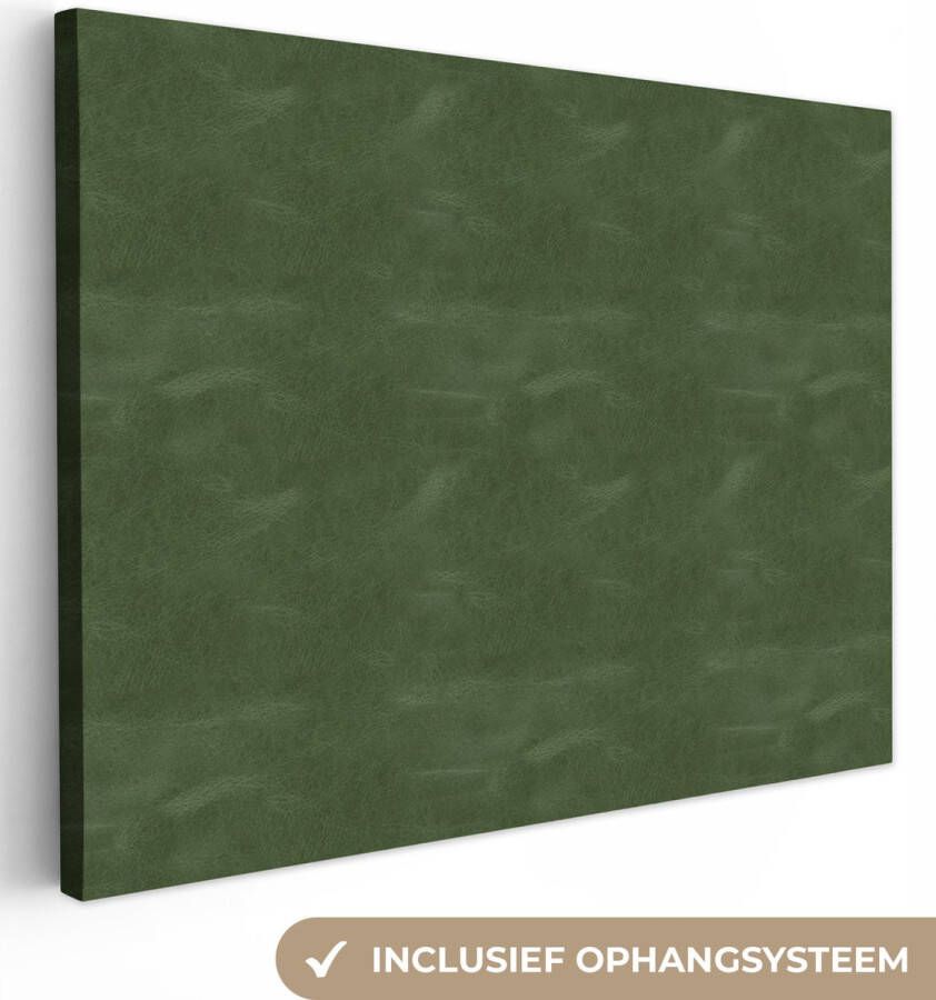 OneMillionCanvasses Canvas Schilderij Leer Groen Dierenhuid 40x30 cm Wanddecoratie