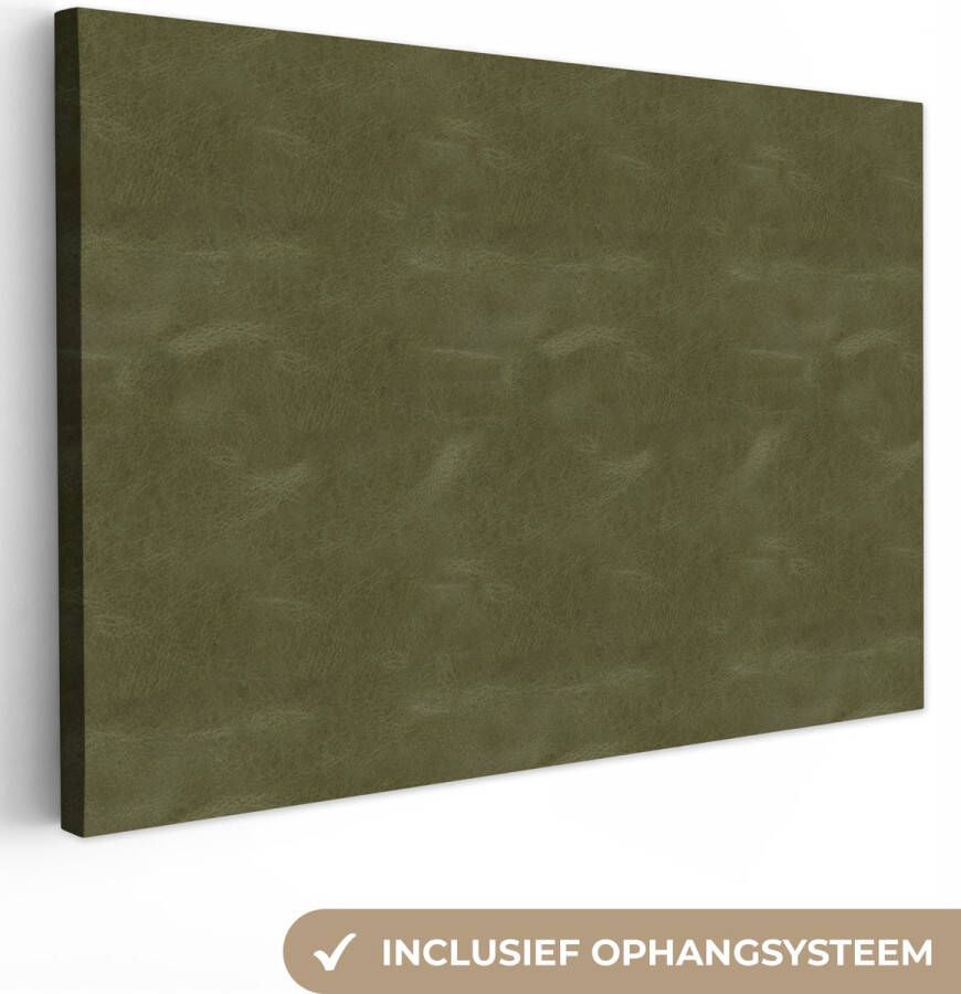 OneMillionCanvasses Canvas Schilderij Leer Groen Dierenhuid 60x40 cm Wanddecoratie - Foto 1