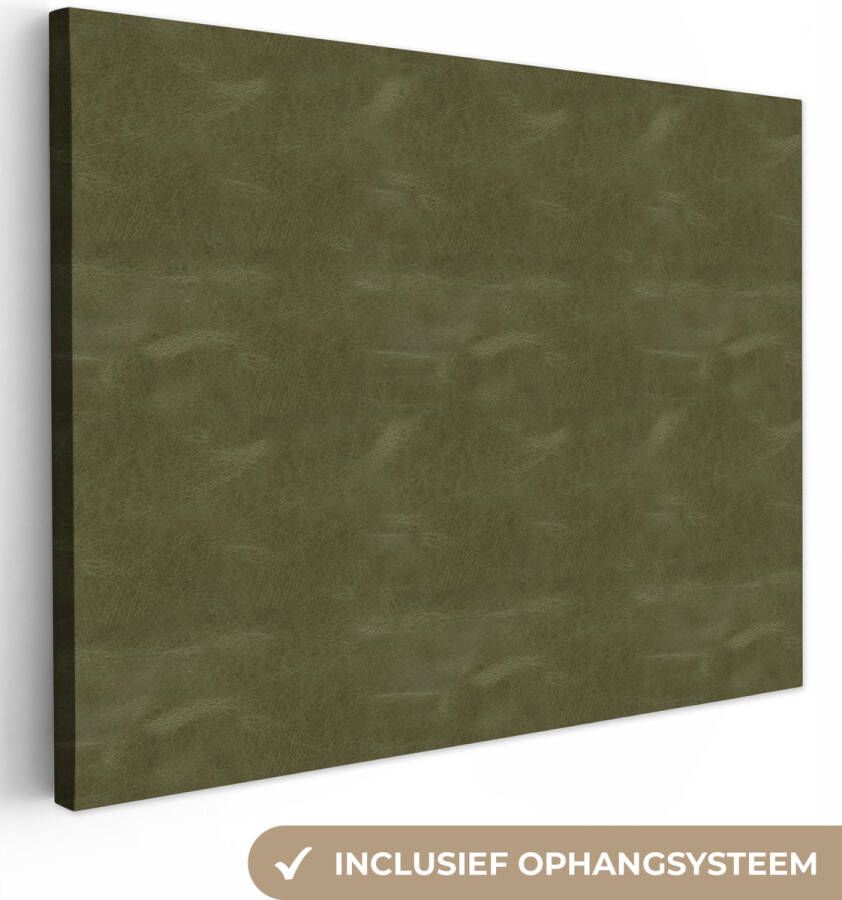 OneMillionCanvasses Canvas Schilderij Leer Groen Dierenhuid 80x60 cm Wanddecoratie