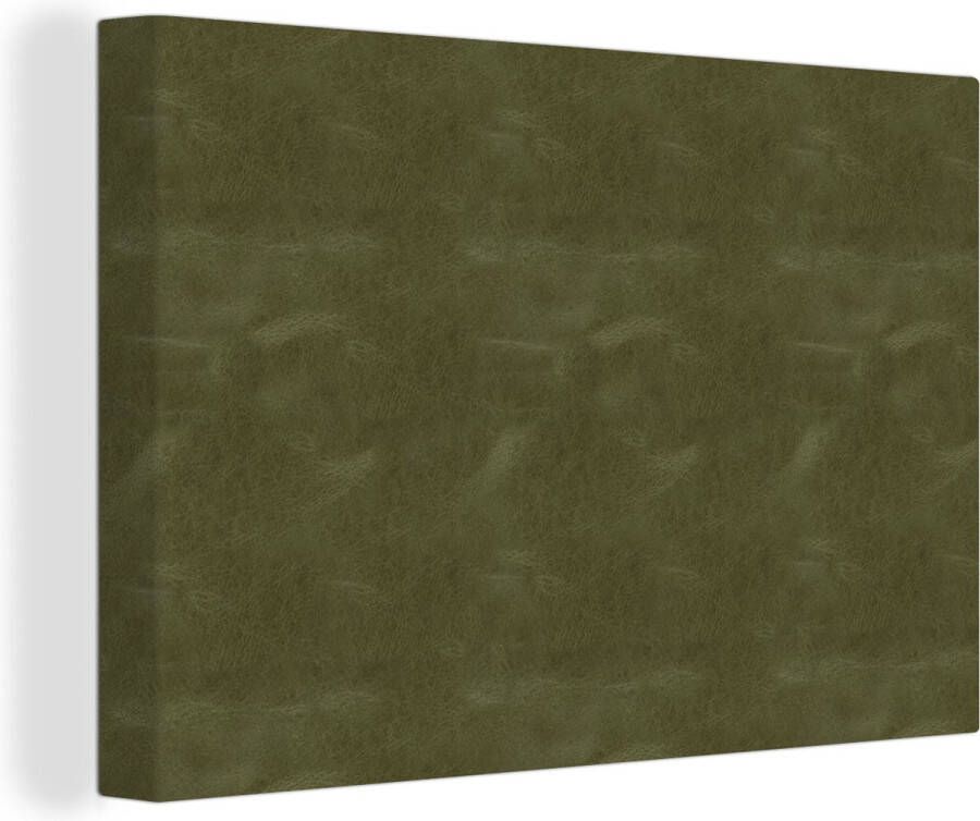 OneMillionCanvasses Canvas Schilderij Leer Groen Dierenhuid 90x60 cm Wanddecoratie - Foto 2