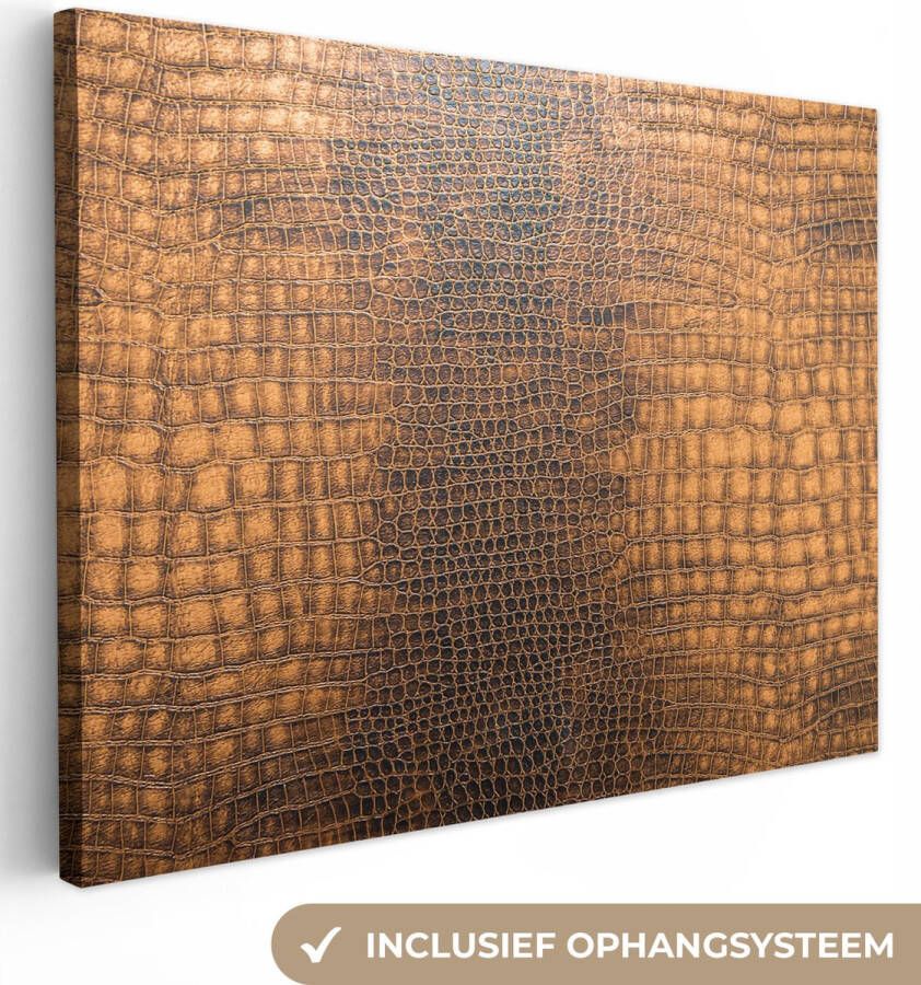 OneMillionCanvasses Canvas Schilderij Leer Structuur Dierenhuid 160x120 cm Wanddecoratie XXL