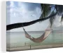 OneMillionCanvasses Canvas Schilderij Palmboom Hangmat Strand 150x100 cm Wanddecoratie - Thumbnail 1