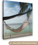 OneMillionCanvasses Canvas Schilderij Palmboom Hangmat Strand 20x20 cm Wanddecoratie - Thumbnail 2
