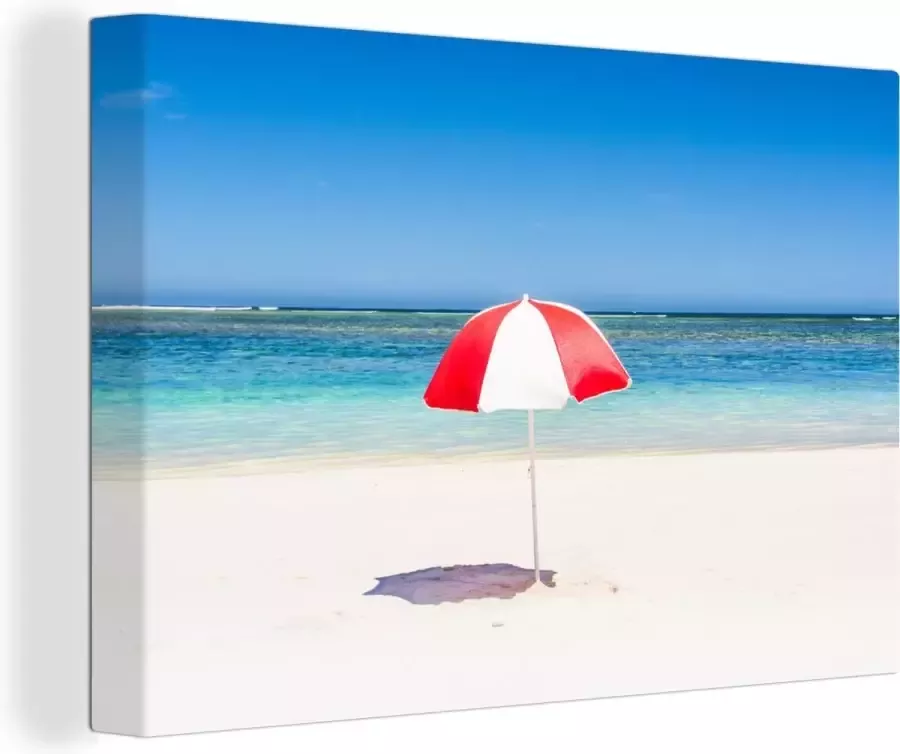 OneMillionCanvasses Canvas Schilderij Parasol op het witte strand van de Kust van Ningaloo 120x80 cm Wanddecoratie