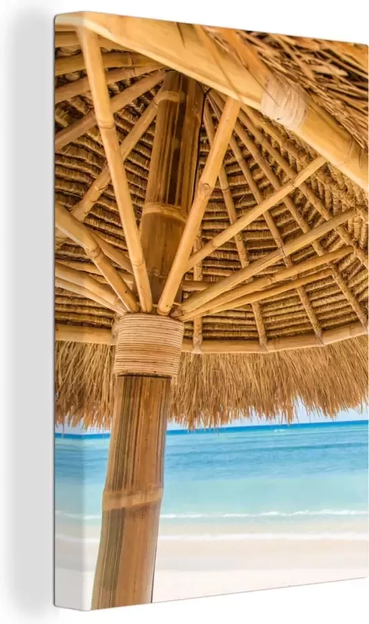 OneMillionCanvasses Canvas Schilderij Parasol Strand Zee Tropisch 40x60 cm Wanddecoratie