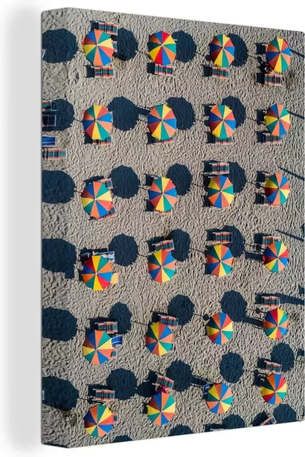 OneMillionCanvasses Canvas Schilderij Parasol Strand Zomer 30x40 cm Wanddecoratie