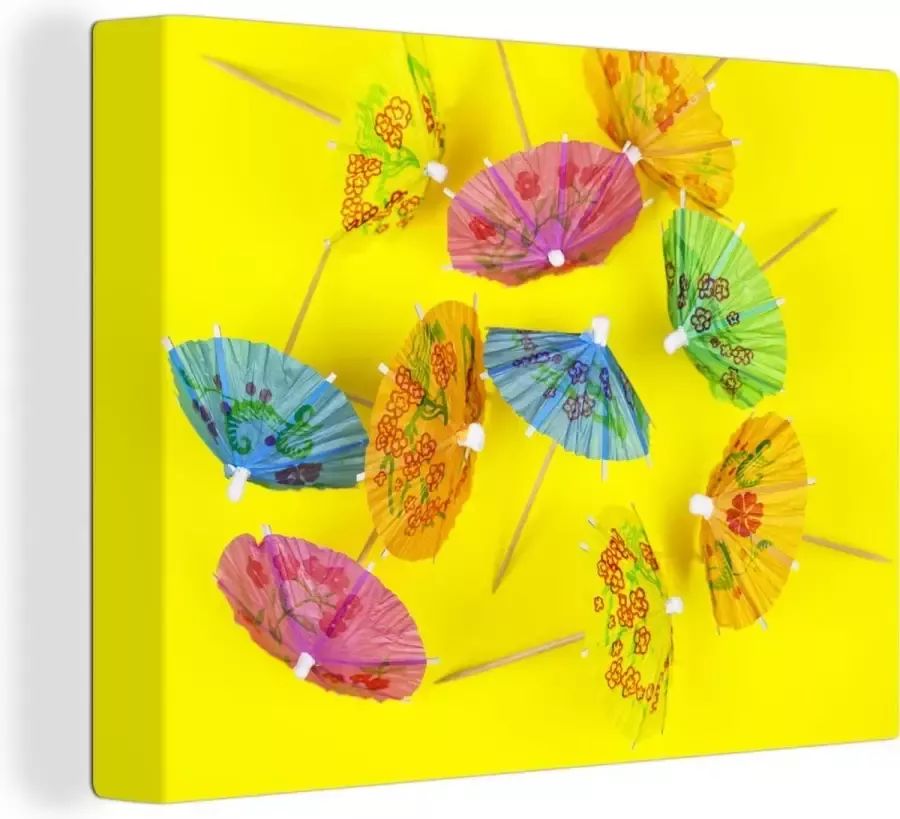 OneMillionCanvasses Canvas Schilderij Parasols op geel 40x30 cm Wanddecoratie