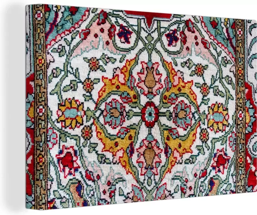 OneMillionCanvasses Canvas Schilderij Perzisch Tapijt Vloerkleed Kleuren 120x80 cm Wanddecoratie
