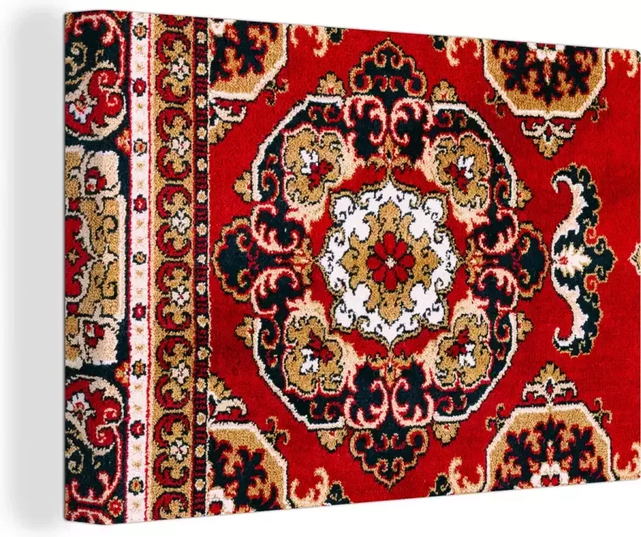 OneMillionCanvasses Canvas Schilderij Perzisch Tapijt Vloerkleed Rood 120x80 cm Wanddecoratie