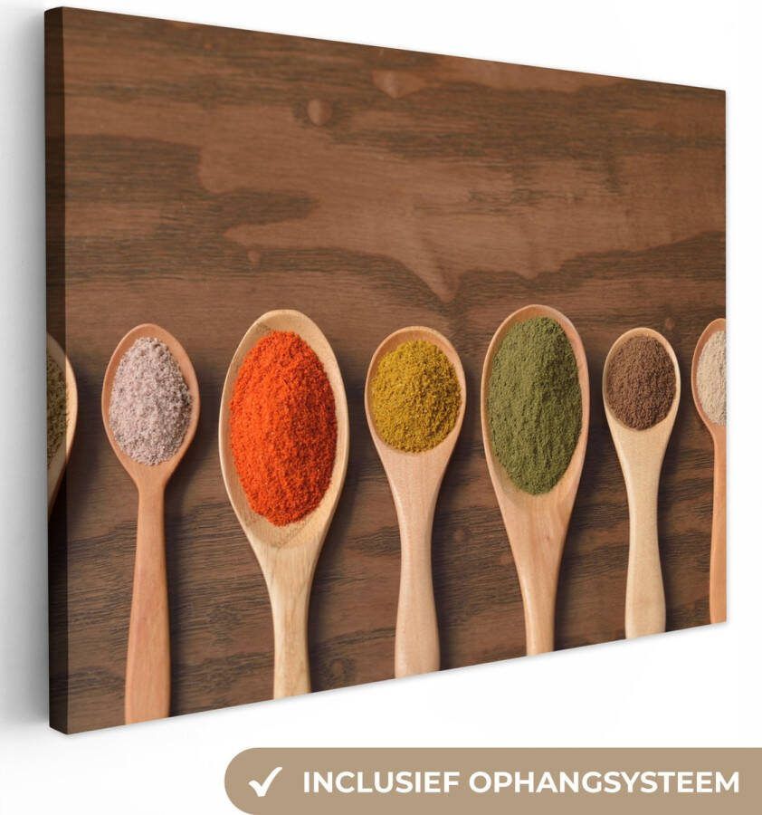 Canvas schilderij 40x30 cm Wanddecoratie Pollepel Kruiden Eten Specerijen Tafel Muurdecoratie accessoires Keuken decoratie muur Schilderijen op canvas - Foto 2