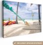 OneMillionCanvasses Canvas Schilderij Strand Boot Hangmat 120x80 cm Wanddecoratie - Thumbnail 2