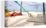 OneMillionCanvasses Canvas Schilderij Strand Boot Hangmat 40x20 cm Wanddecoratie - Thumbnail 1