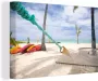 OneMillionCanvasses Canvas Schilderij Strand Boot Hangmat 90x60 cm Wanddecoratie - Thumbnail 1