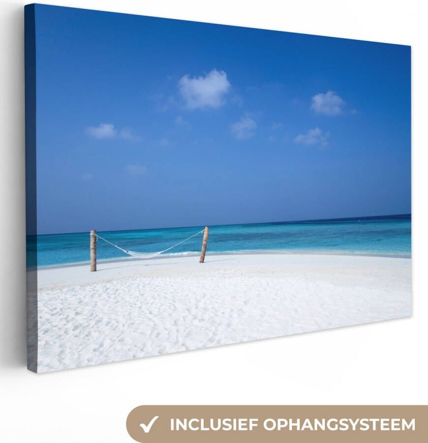 OneMillionCanvasses Canvas Schilderij Strand Hangmat Lucht 120x80 cm Wanddecoratie