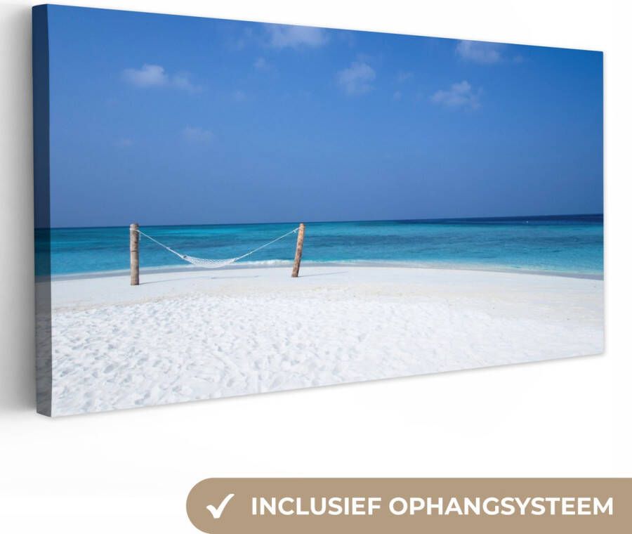 OneMillionCanvasses Canvas Schilderij Strand Hangmat Lucht 80x40 cm Wanddecoratie