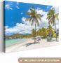 OneMillionCanvasses Canvas Schilderij Strand Ligbed Palmbomen 30x20 cm Wanddecoratie - Thumbnail 2