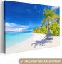 OneMillionCanvasses Canvas Schilderij Strand Palm Hangstoel 30x20 cm Wanddecoratie - Thumbnail 2