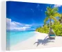 OneMillionCanvasses Canvas Schilderij Strand Palm Hangstoel 30x20 cm Wanddecoratie - Thumbnail 1