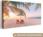 OneMillionCanvasses Canvas Schilderij Strand Palmbomen Parasol 40x20 cm Wanddecoratie - Thumbnail 2