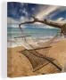 OneMillionCanvasses Canvas Schilderij Strand Zee Hangmat 90x90 cm Wanddecoratie - Thumbnail 1