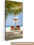 OneMillionCanvasses Canvas Schilderij Strandstoel Parasol Palmboom 20x40 cm Wanddecoratie - Thumbnail 2