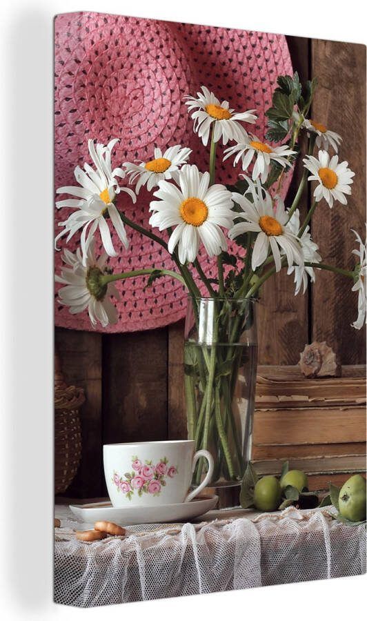 OneMillionCanvasses Canvas schilderij 20x30 cm Wanddecoratie Tafel Thee Stilleven Muurdecoratie woonkamer Slaapkamer decoratie Kamer accessoires Schilderijen op canvas - Foto 2