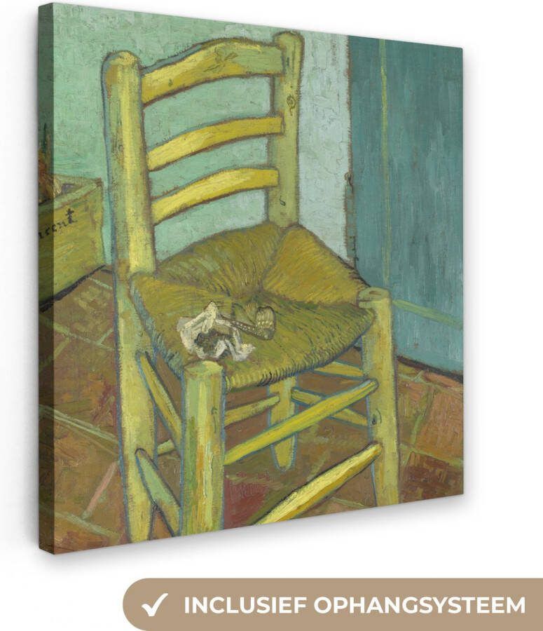 OneMillionCanvasses Canvas schilderij 50x50 cm Wanddecoratie Vincents stoel Vincent van Gogh Muurdecoratie woonkamer Slaapkamer decoratie Kamer accessoires Schilderijen op canvas