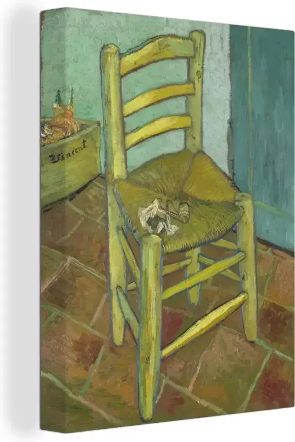 OneMillionCanvasses Canvas schilderij 60x80 cm Wanddecoratie Vincents stoel Vincent van Gogh Muurdecoratie woonkamer Slaapkamer decoratie Kamer accessoires Schilderijen op canvas