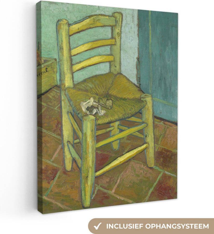OneMillionCanvasses Canvas schilderij 90x120 cm Wanddecoratie Vincents stoel Vincent van Gogh Muurdecoratie woonkamer Slaapkamer decoratie Kamer accessoires Schilderijen op canvas