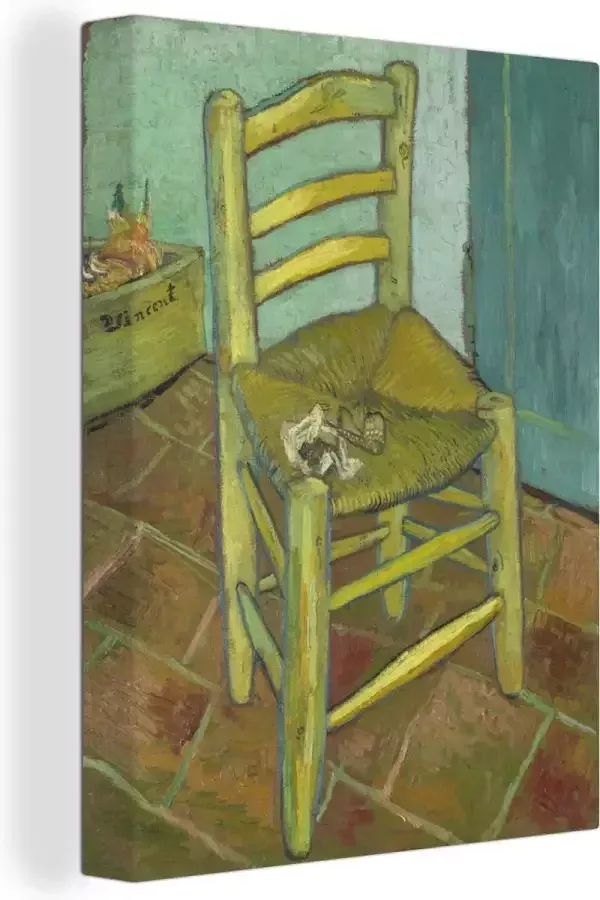 OneMillionCanvasses Canvas schilderij 90x120 cm Wanddecoratie Vincents stoel Vincent van Gogh Muurdecoratie woonkamer Slaapkamer decoratie Kamer accessoires Schilderijen op canvas - Foto 2