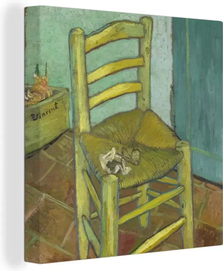 OneMillionCanvasses Canvas schilderij 90x90 cm Wanddecoratie Vincents stoel Vincent van Gogh Muurdecoratie woonkamer Slaapkamer decoratie Kamer accessoires Schilderijen