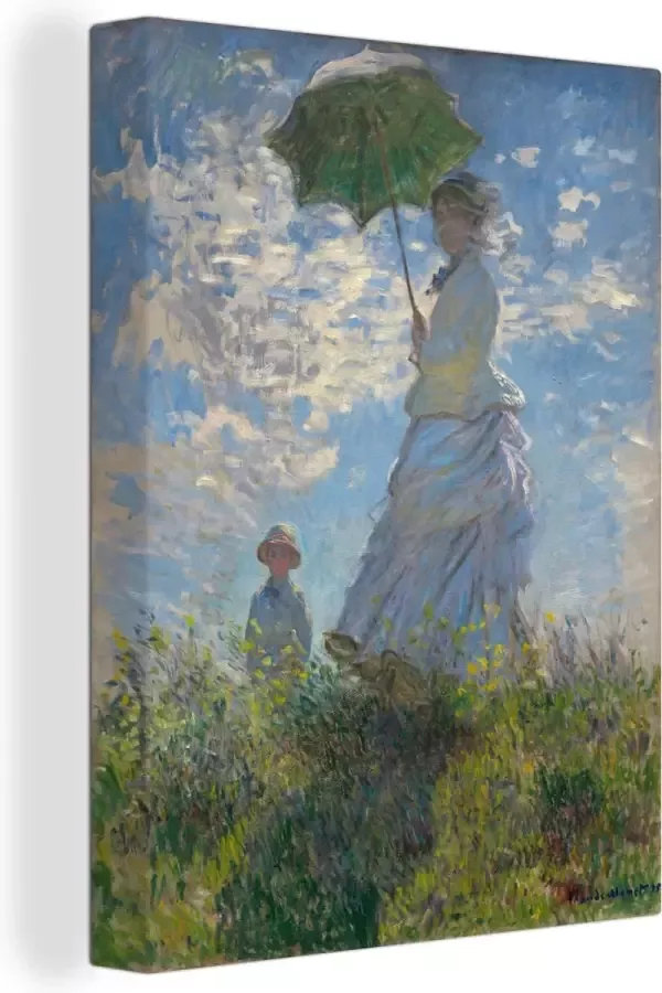 OneMillionCanvasses Canvas Schilderij Woman with a Parasol Schilderij van Claude Monet 30x40 cm Wanddecoratie